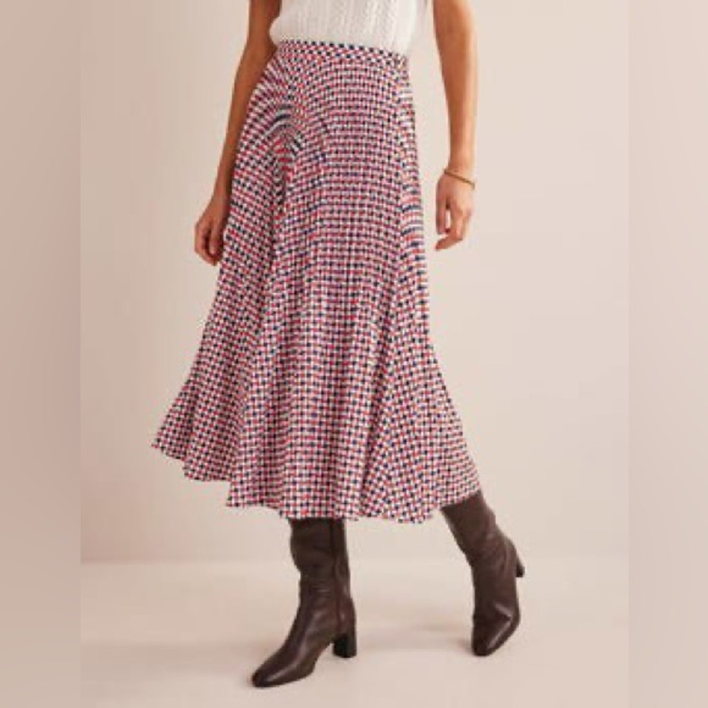 Boden Red, Blue and White Midi Skirt